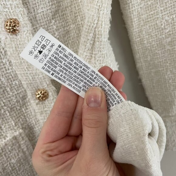 Endless Rose Textured Tweed Button Down Mini Dress in Ivory Size Small - Picture 4 of 5